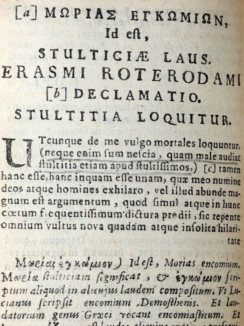1663 Rare Book - Erasmus of Rotterdam’s Moriae Encomium (In Praise of Folly)