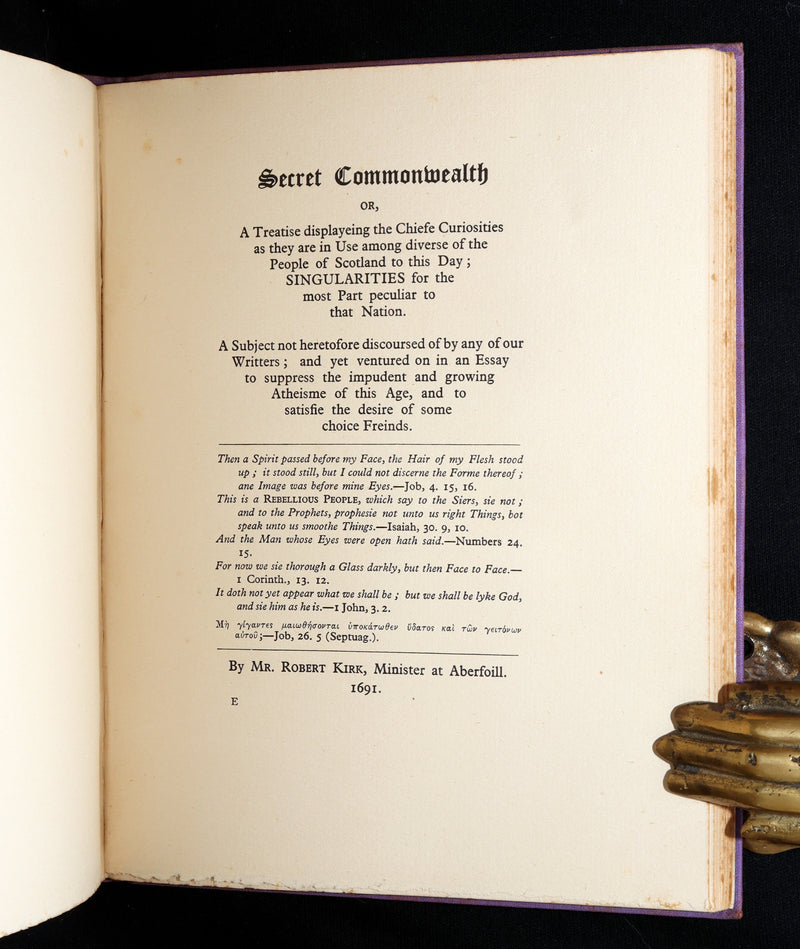 1933 Scarce Book- The Secret Commonwealth of Elves, Fauns and Fairies by R. Kirk