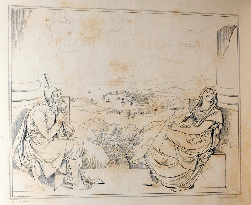 1877 Rare Book - Outline Illustrations to Schiller’s Fight with the Dragon