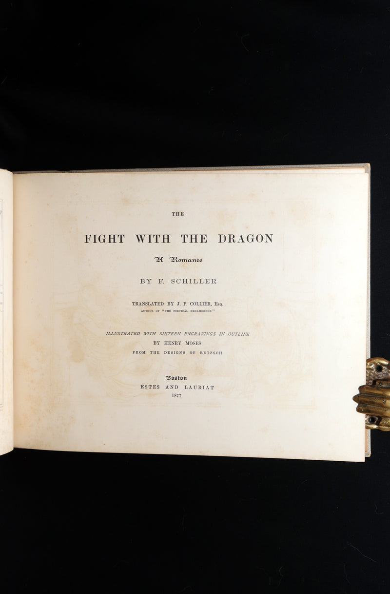 1877 Rare Book - Outline Illustrations to Schiller’s Fight with the Dragon