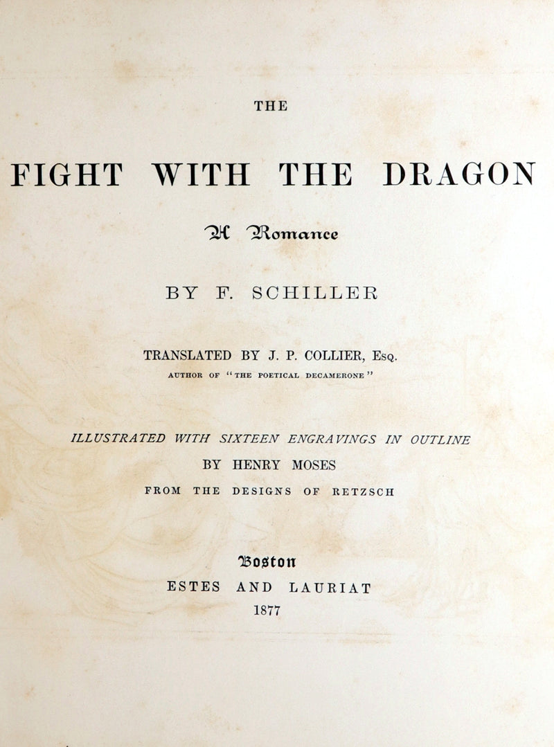 1877 Rare Book - Outline Illustrations to Schiller’s Fight with the Dragon