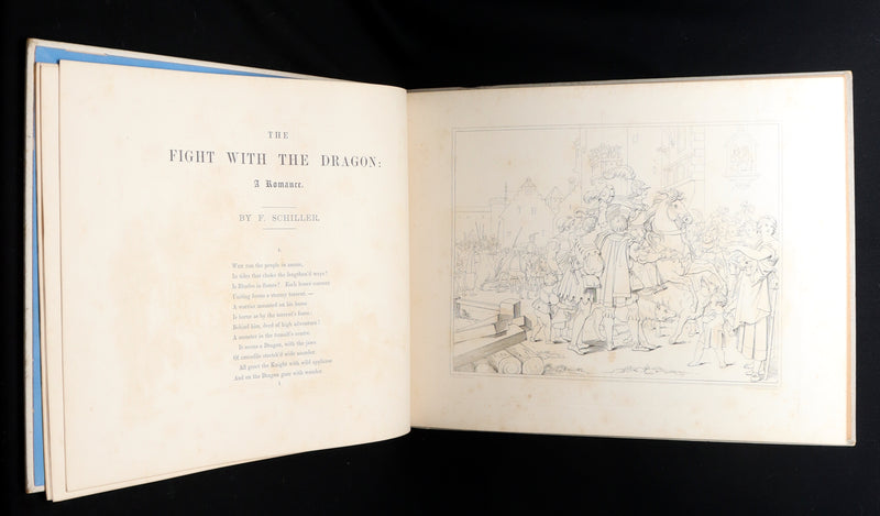1877 Rare Book - Outline Illustrations to Schiller’s Fight with the Dragon