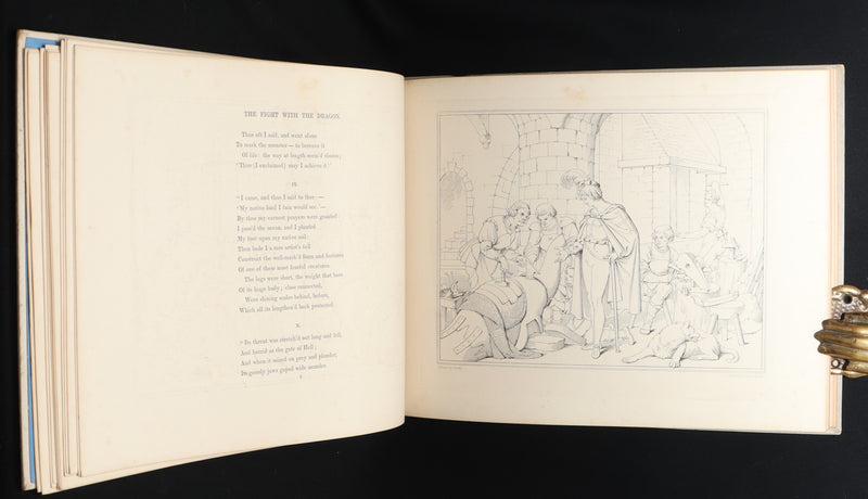 1877 Rare Book - Outline Illustrations to Schiller’s Fight with the Dragon