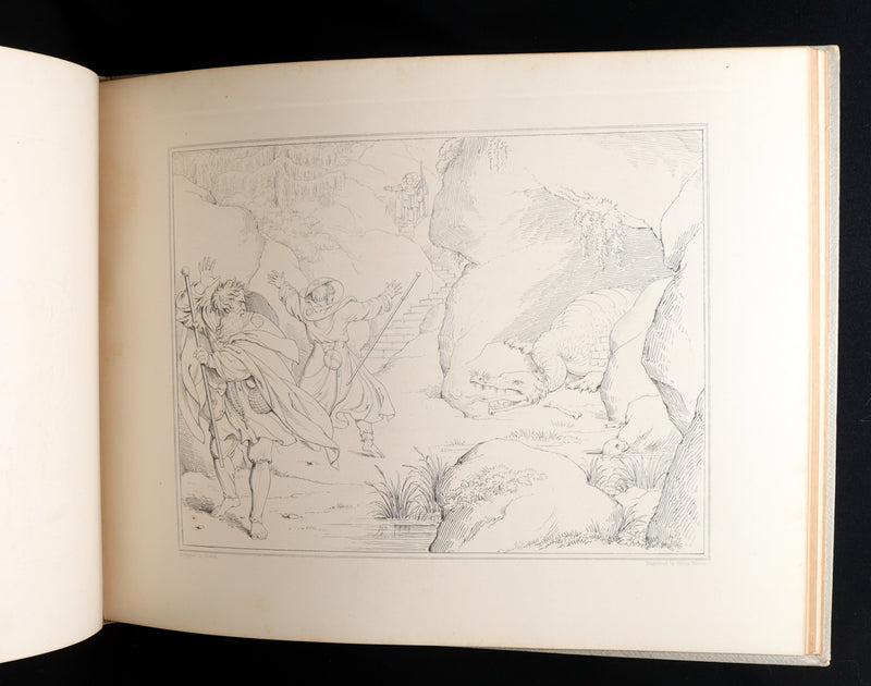 1877 Rare Book - Outline Illustrations to Schiller’s Fight with the Dragon