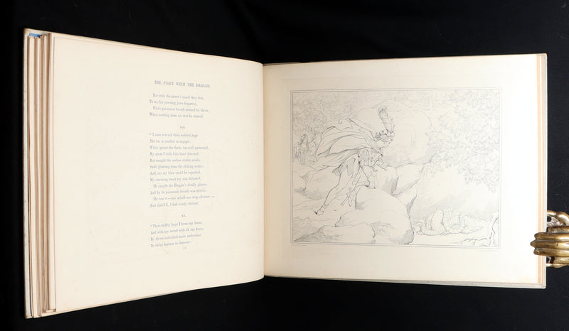 1877 Rare Book - Outline Illustrations to Schiller’s Fight with the Dragon