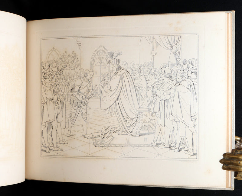 1877 Rare Book - Outline Illustrations to Schiller’s Fight with the Dragon