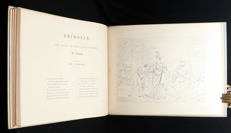 1877 Rare Book - Outline Illustrations to Schiller’s Fight with the Dragon