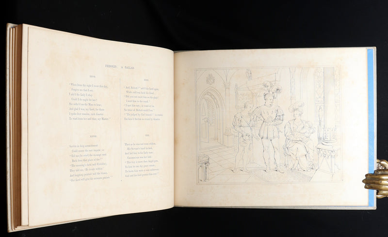 1877 Rare Book - Outline Illustrations to Schiller’s Fight with the Dragon