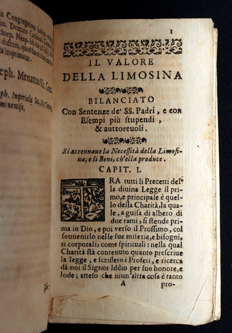 1681 Rare Italian Book – Il Valore della Limosina, Almsgiving Value by M.Tarallo