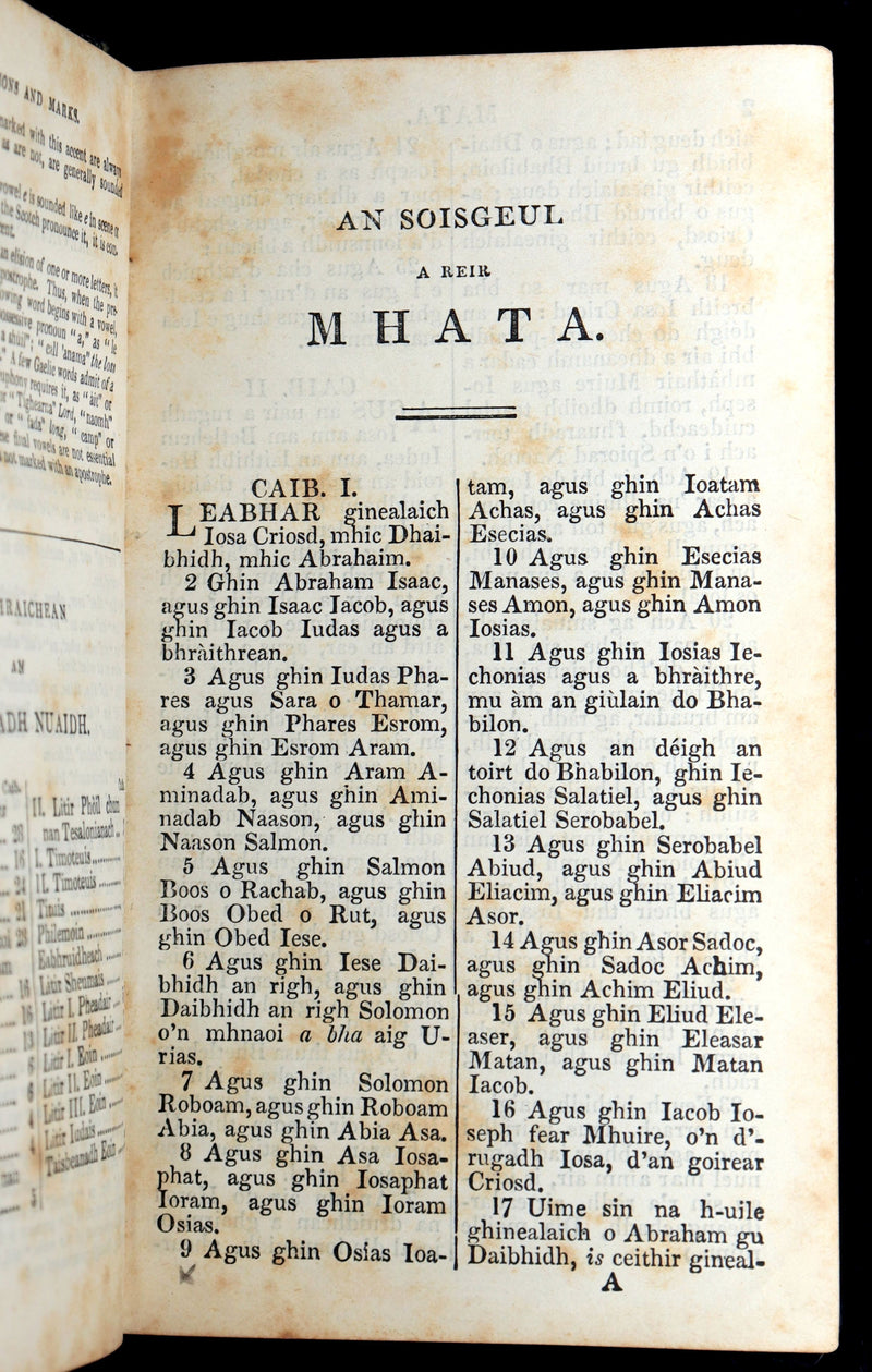 1861–1865 Rare Gaelic Bible –An Tiomnaidh Nuaidh (The New Testament) with Psalms