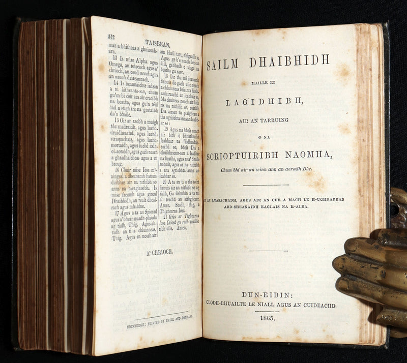 1861–1865 Rare Gaelic Bible –An Tiomnaidh Nuaidh (The New Testament) with Psalms