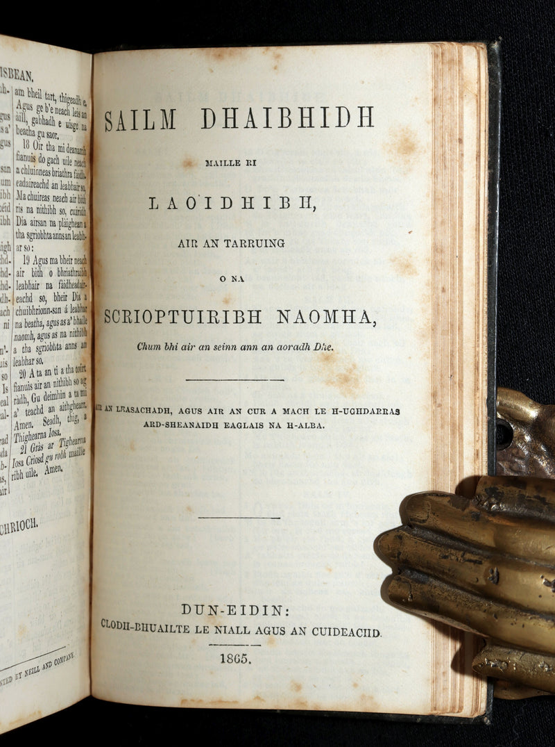 1861–1865 Rare Gaelic Bible –An Tiomnaidh Nuaidh (The New Testament) with Psalms