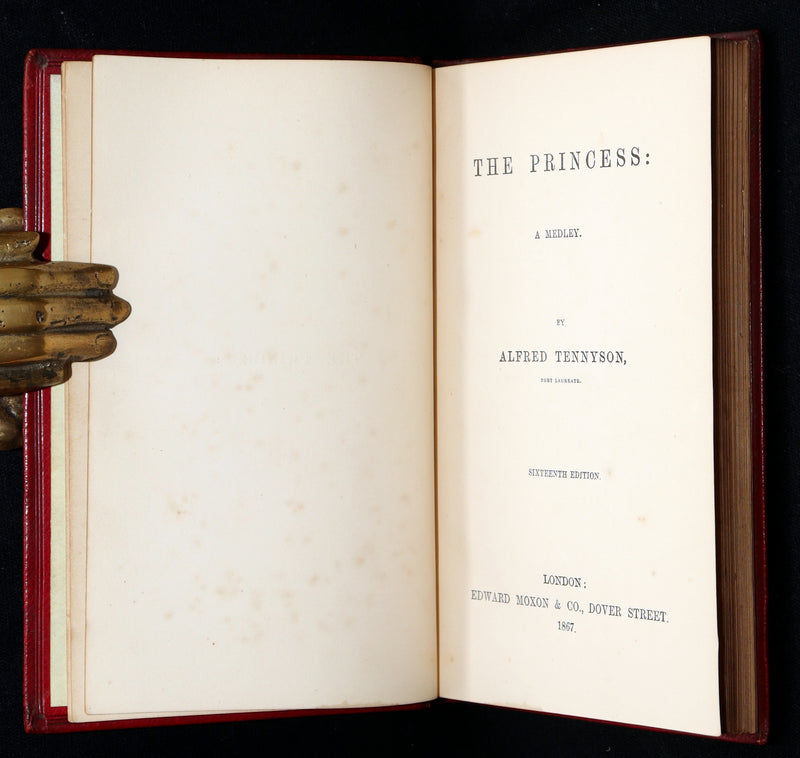 1867 Near fine Red Morocco Binding - The Princess by Alfred Tennyson