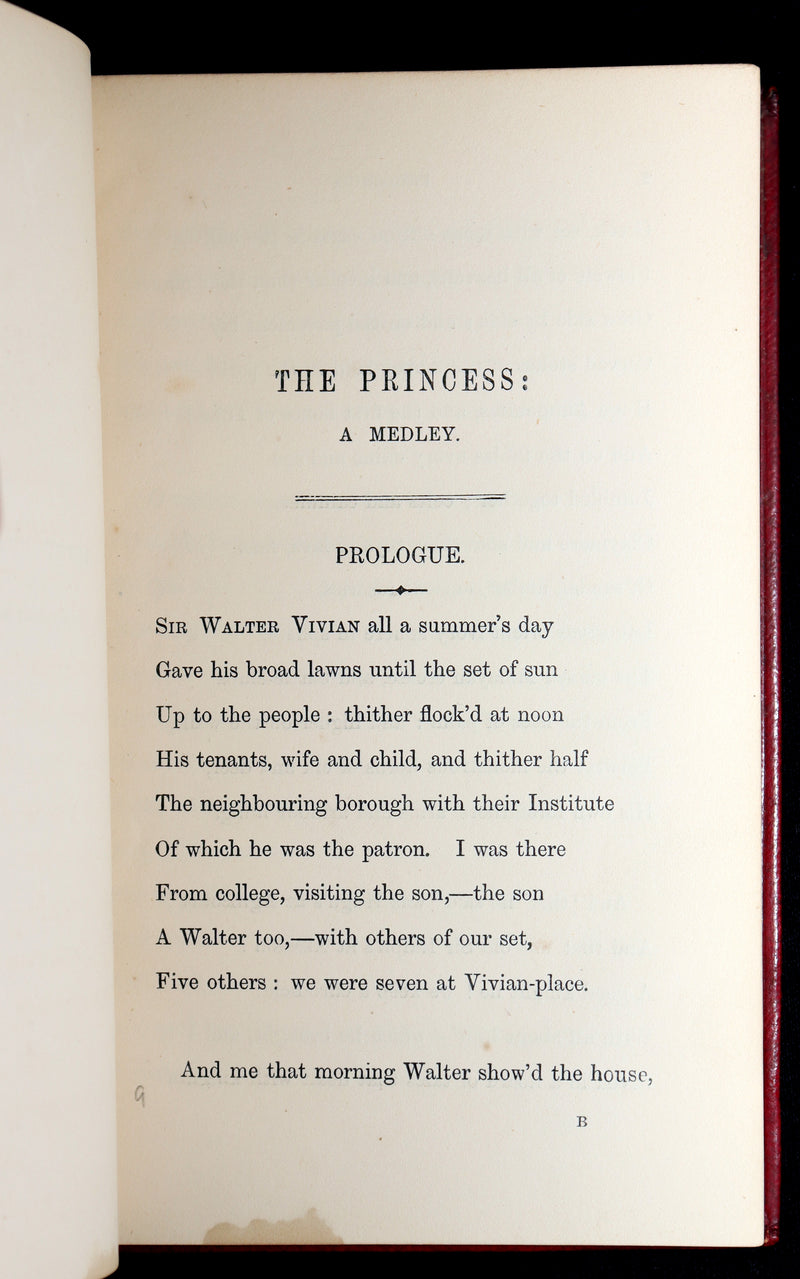 1867 Near fine Red Morocco Binding - The Princess by Alfred Tennyson