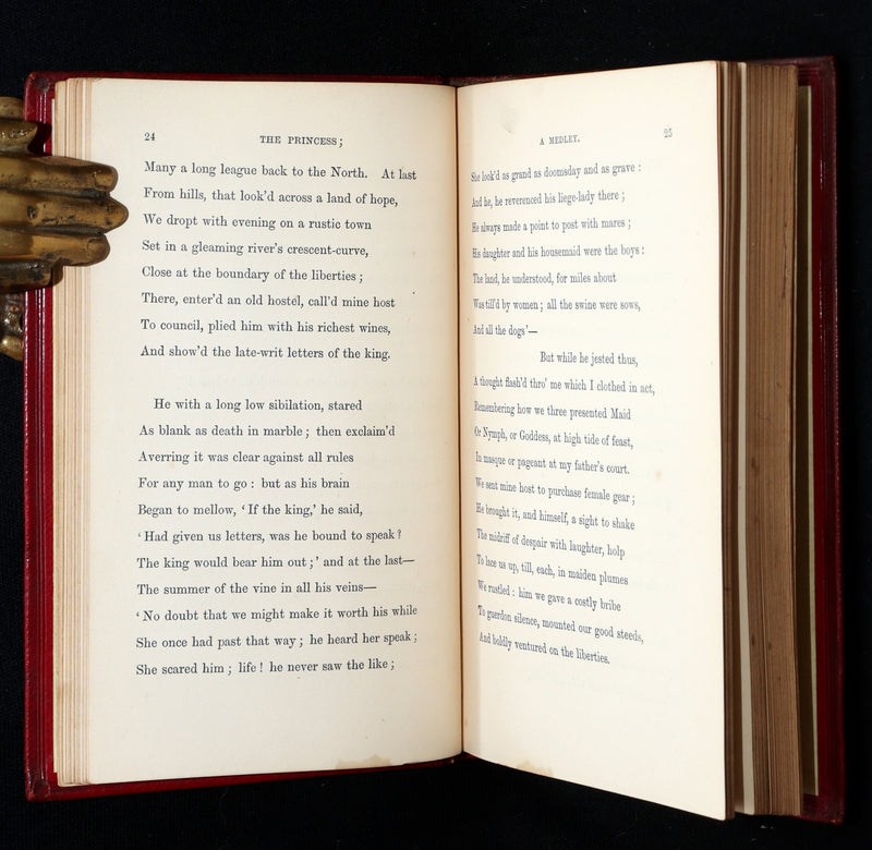 1867 Near fine Red Morocco Binding - The Princess by Alfred Tennyson