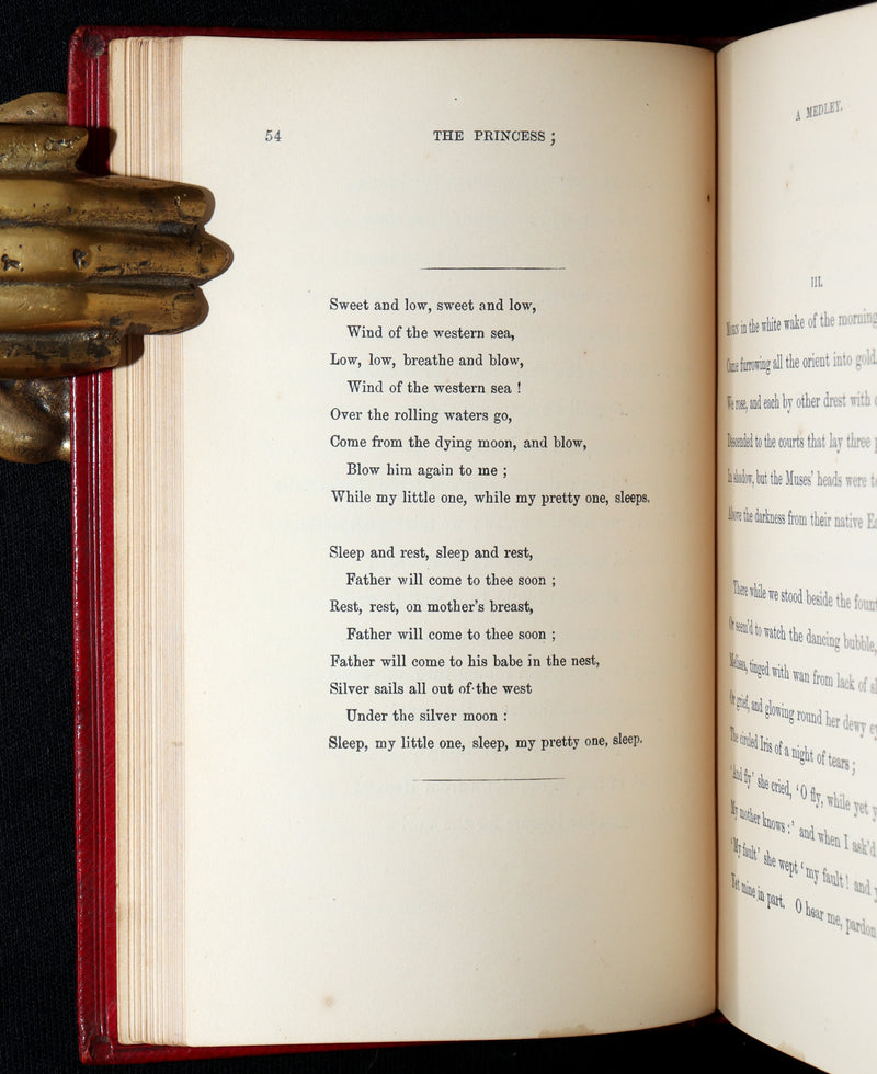 1867 Near fine Red Morocco Binding - The Princess by Alfred Tennyson