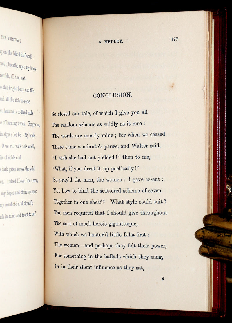 1867 Near fine Red Morocco Binding - The Princess by Alfred Tennyson