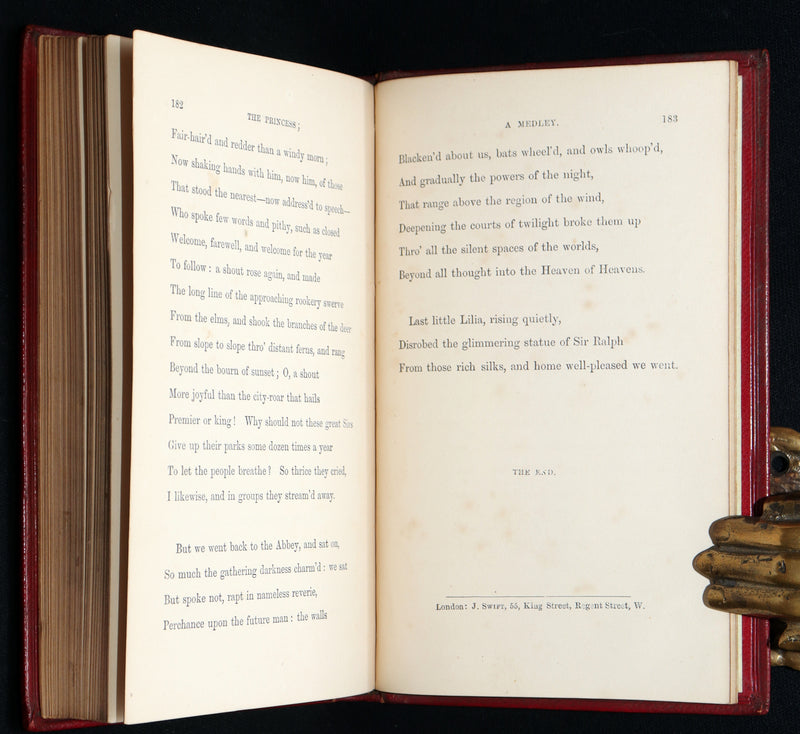 1867 Near fine Red Morocco Binding - The Princess by Alfred Tennyson