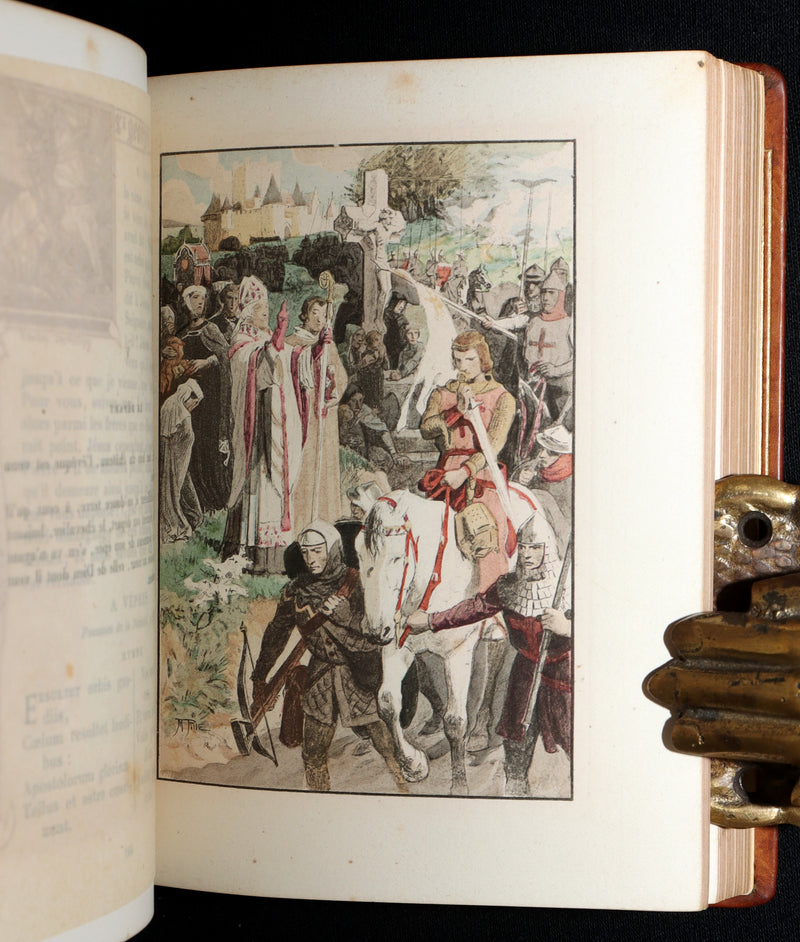 1910 Rare Art Nouveau binding - French Medieval Revival Missal of Chivalry