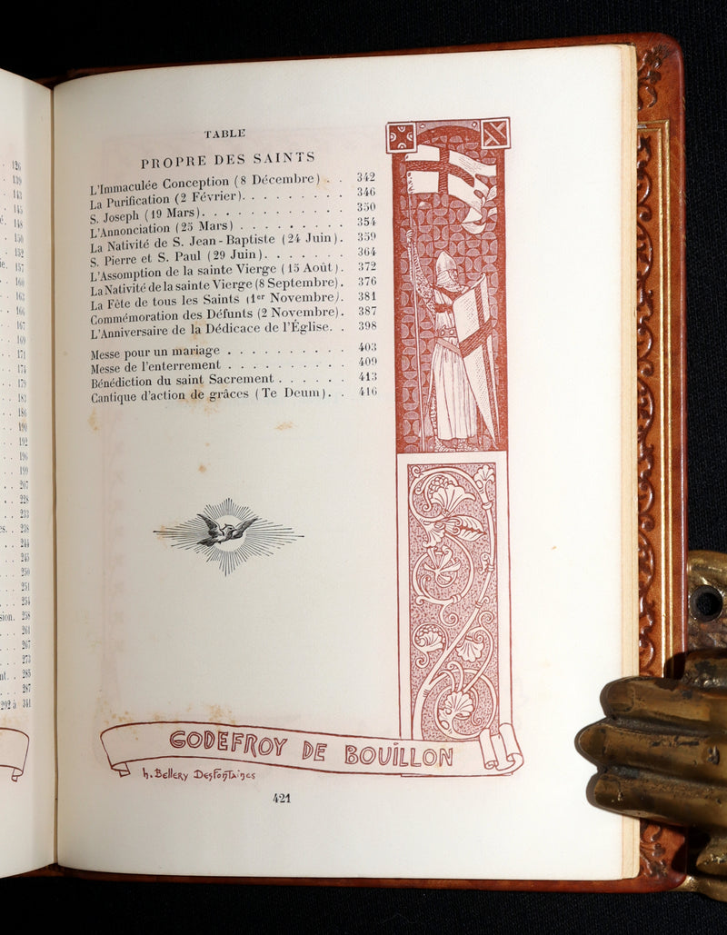 1910 Rare Art Nouveau binding - French Medieval Revival Missal of Chivalry