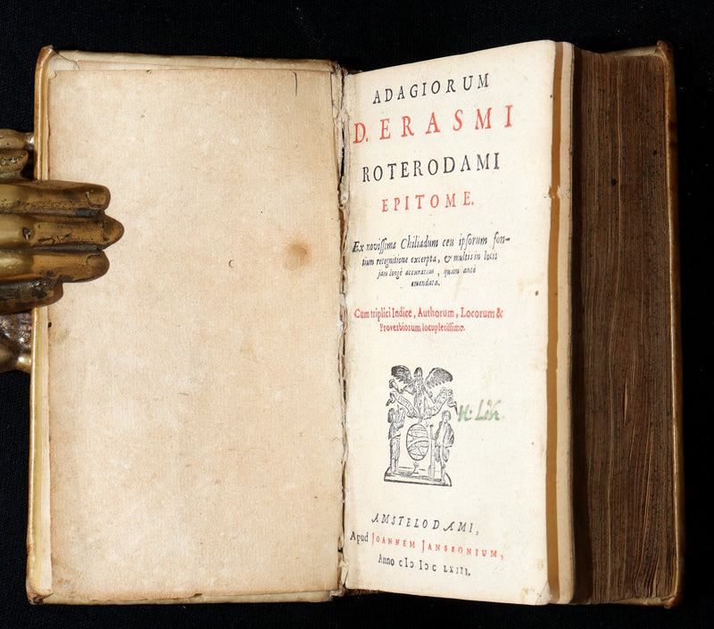 1663 Rare Latin Vellum Book – Erasmus Adagiorum Epitome, Antiquity Proverbs