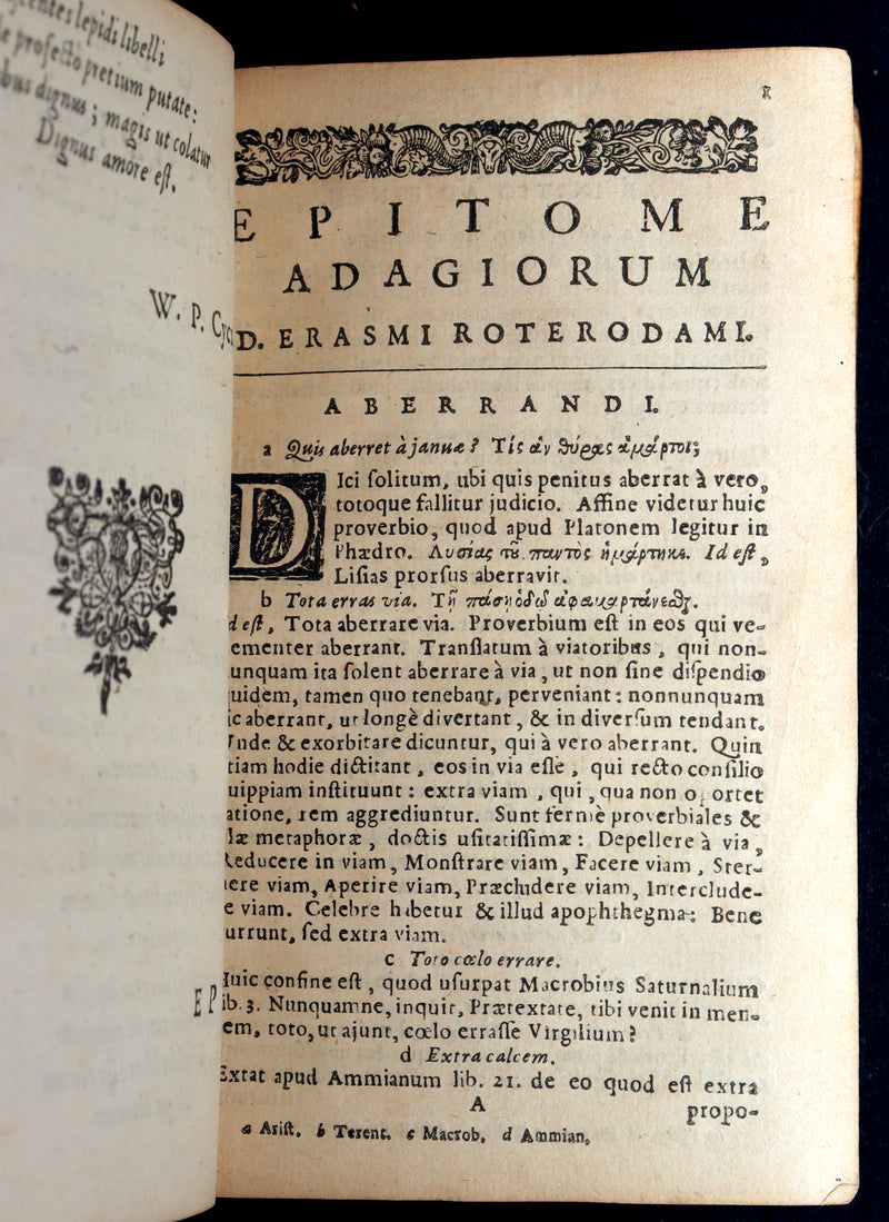 1663 Rare Latin Vellum Book – Erasmus Adagiorum Epitome, Antiquity Proverbs