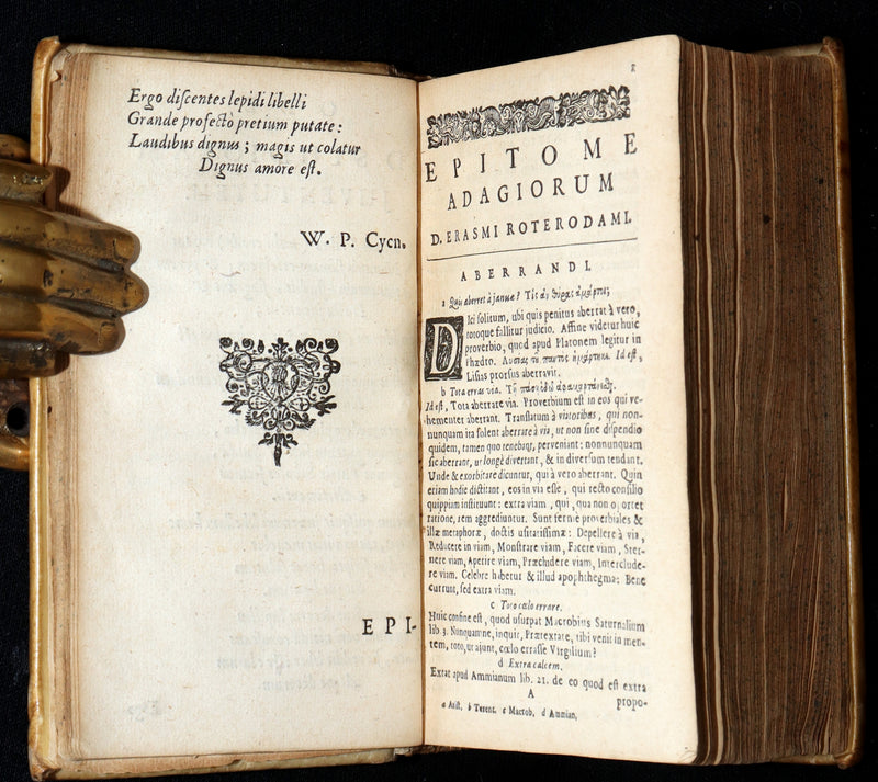 1663 Rare Latin Vellum Book – Erasmus Adagiorum Epitome, Antiquity Proverbs