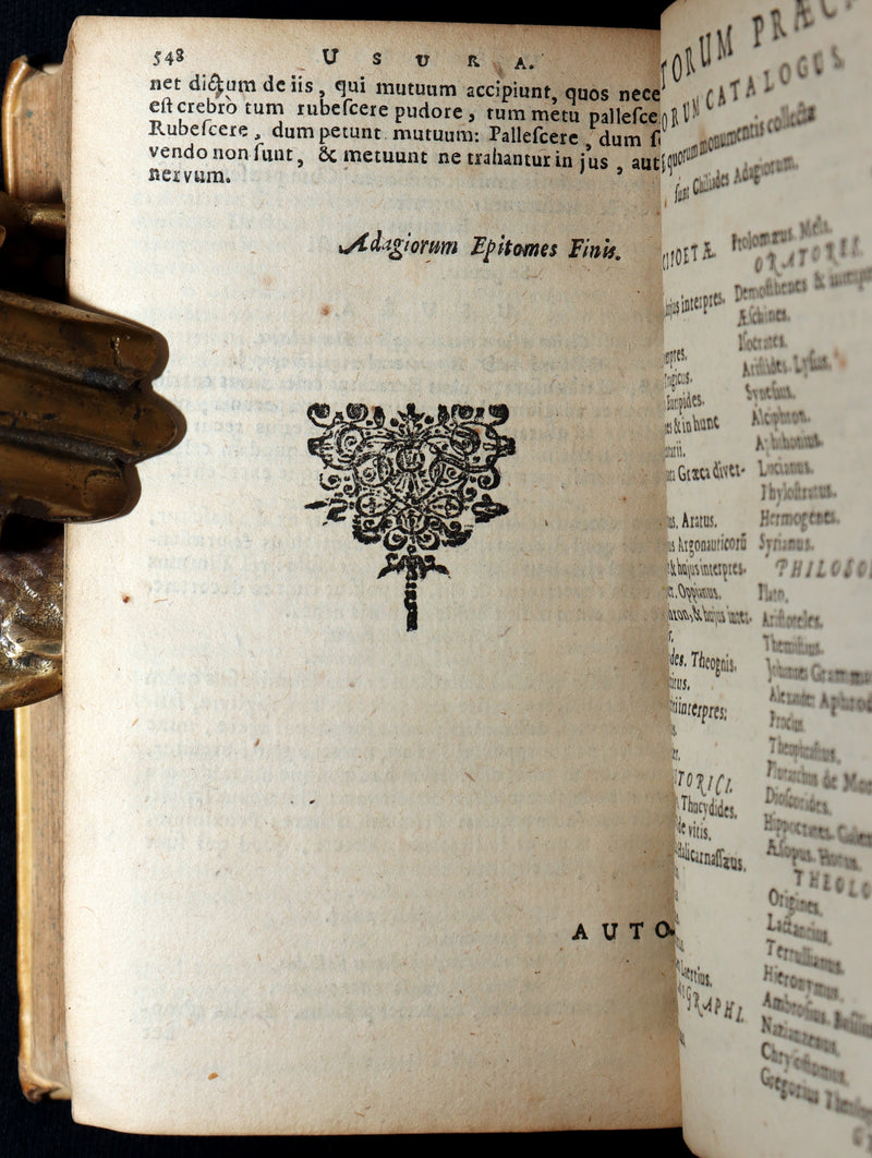 1663 Rare Latin Vellum Book – Erasmus Adagiorum Epitome, Antiquity Proverbs