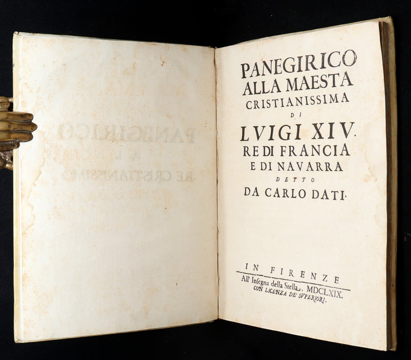 1669 Rare Italian Vellum Book -  Oration in praise of Louis XIV King of France