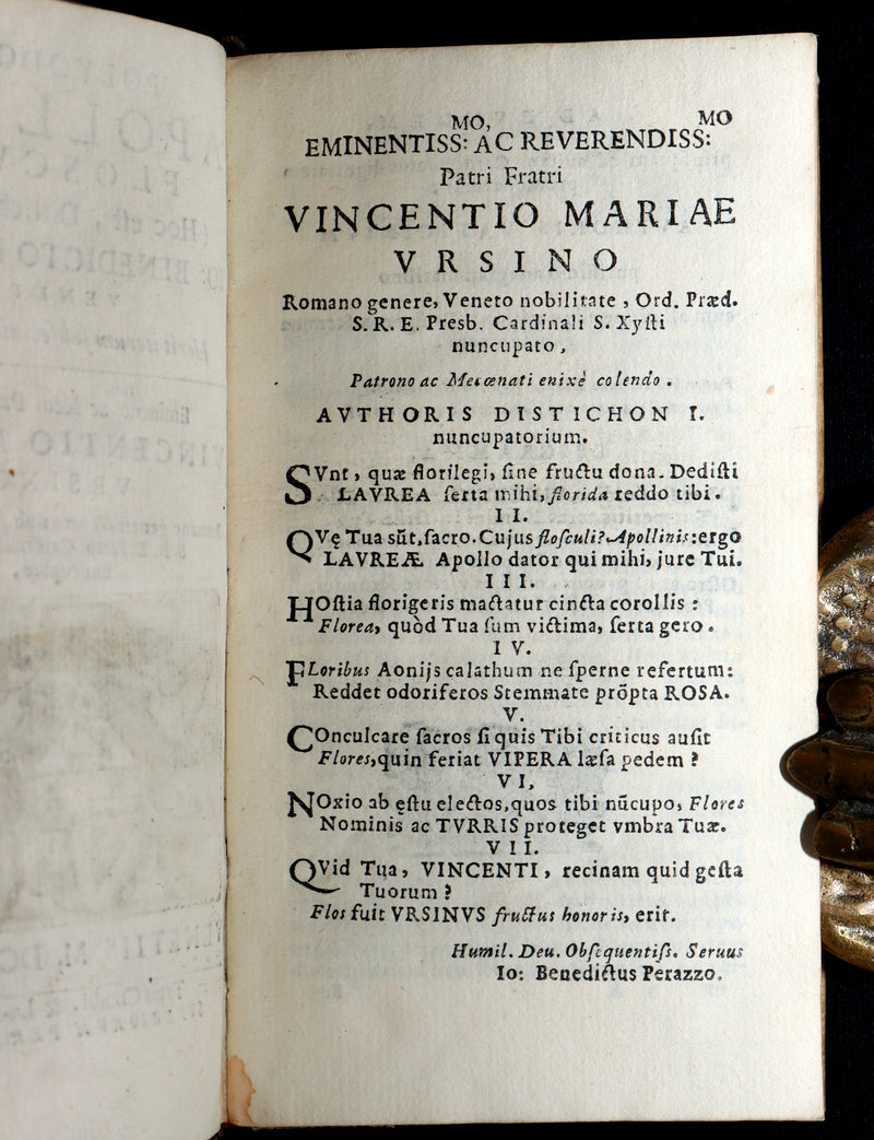 1674 Rare Latin Vellum Book – Polydori Apollinis Flosculi by Benedetto Perazzo