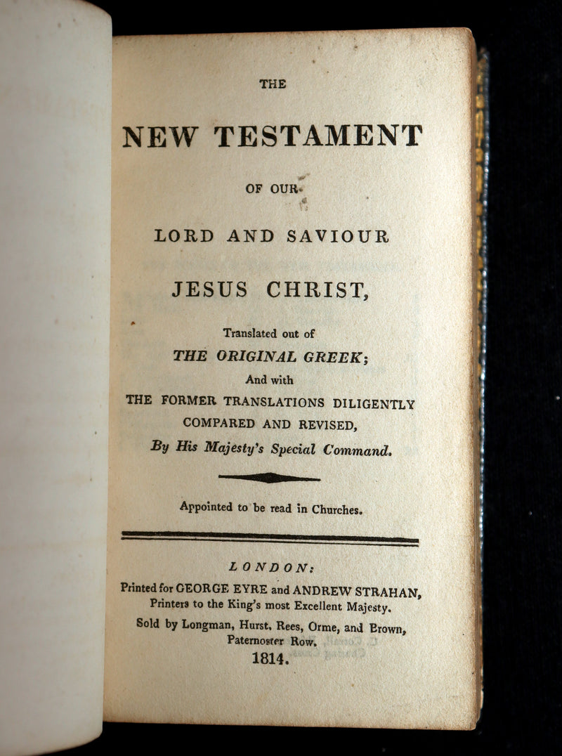 1814 Rare New Testament – George Eyre & Andrew Strahan – Fine Gilt Binding