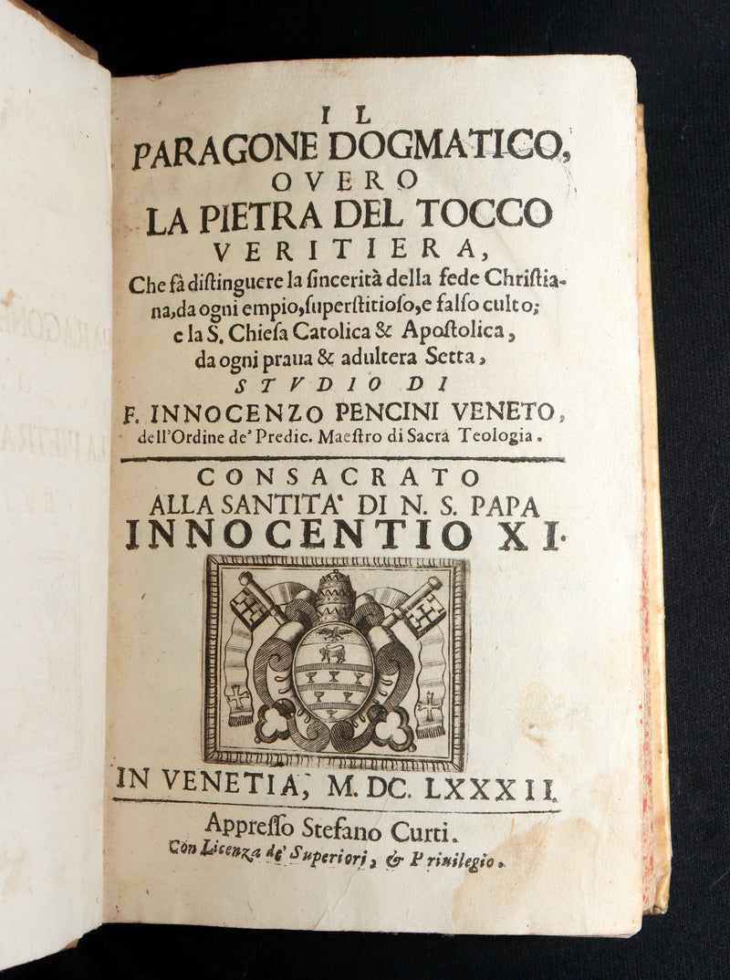 1682 Rare Italian Theological Treatise - Paragone Dogmatico by Innocenzo Pencini