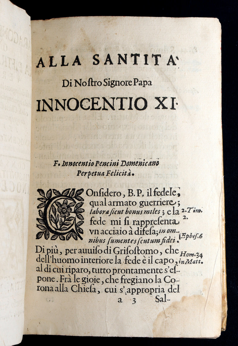 1682 Rare Italian Theological Treatise - Paragone Dogmatico by Innocenzo Pencini