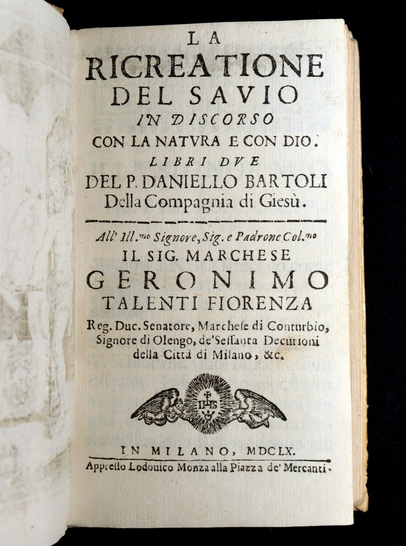1660 Rare Italian Jesuit Philosophical Treatise - La Ricreatione del Savio