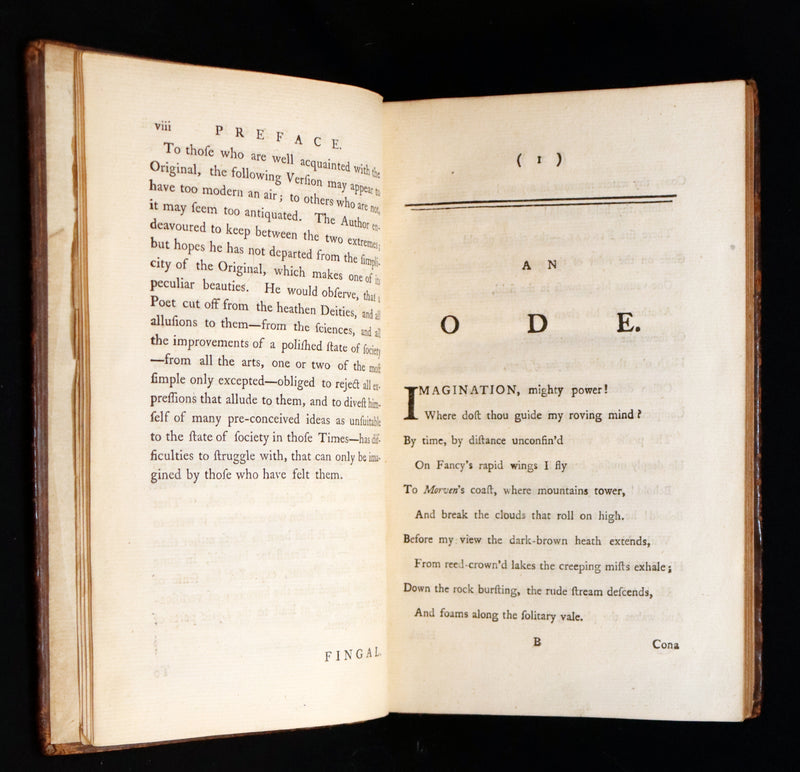 1772 Rare Oxford Edition - Fingal, A Poem by Ossian Translated by Macpherson