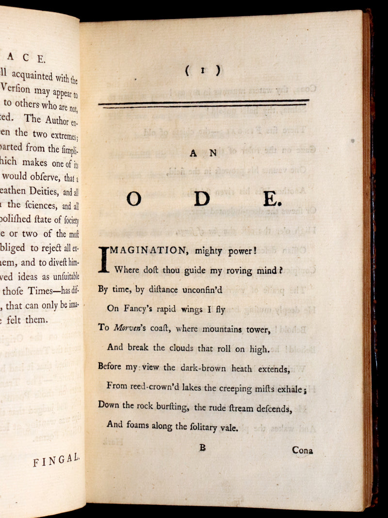 1772 Rare Oxford Edition - Fingal, A Poem by Ossian Translated by Macpherson