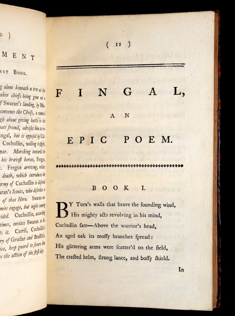 1772 Rare Oxford Edition - Fingal, A Poem by Ossian Translated by Macpherson