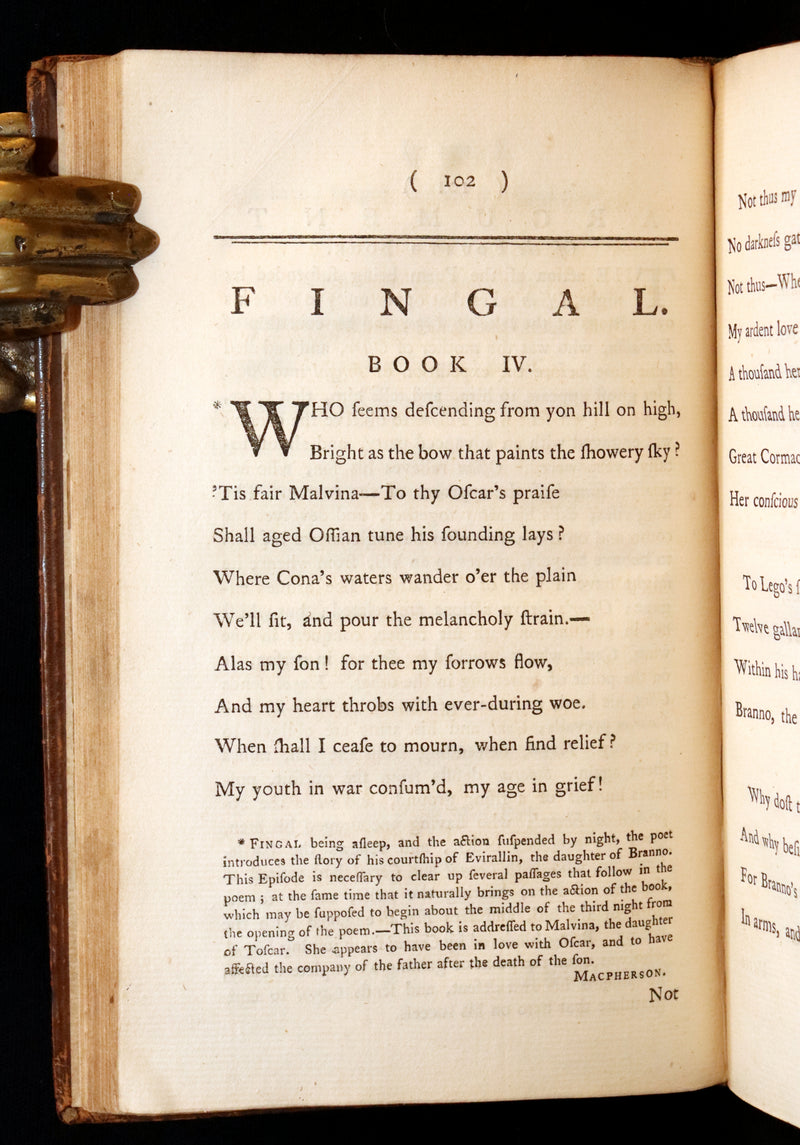 1772 Rare Oxford Edition - Fingal, A Poem by Ossian Translated by Macpherson
