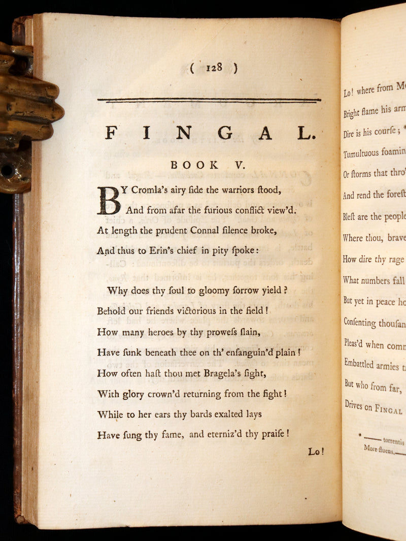 1772 Rare Oxford Edition - Fingal, A Poem by Ossian Translated by Macpherson