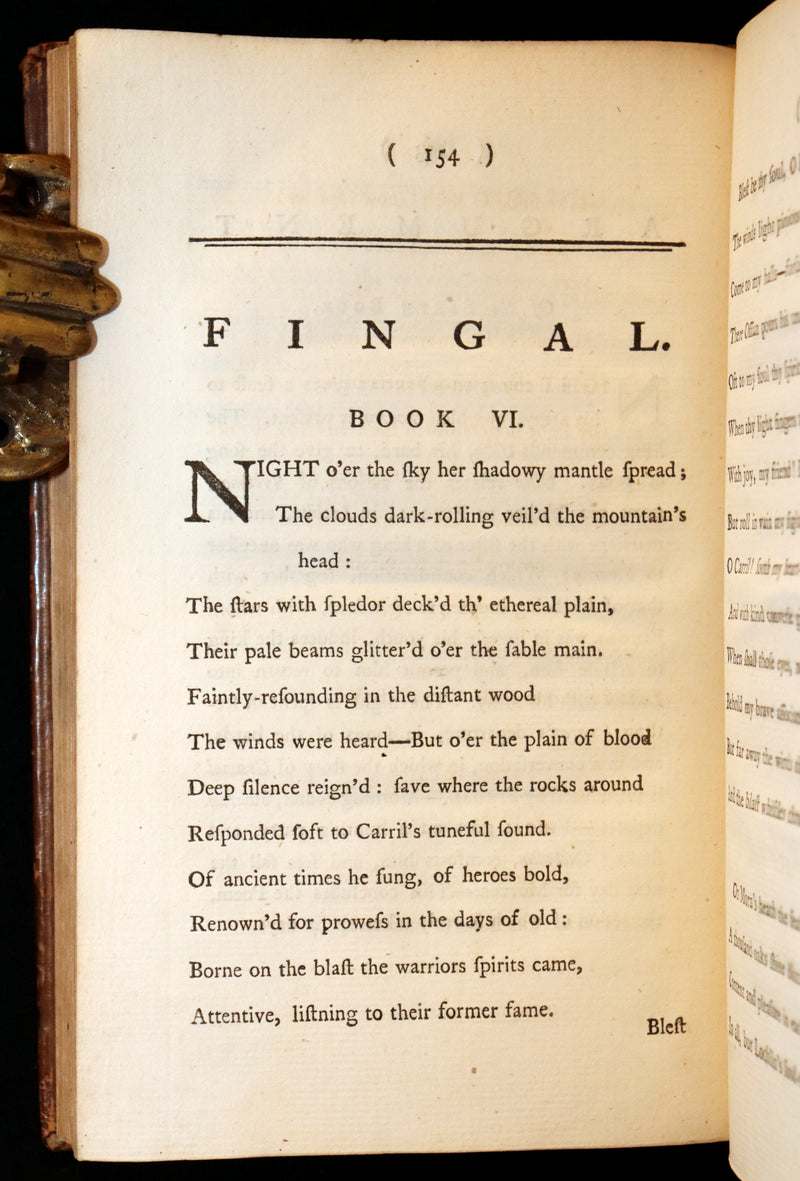 1772 Rare Oxford Edition - Fingal, A Poem by Ossian Translated by Macpherson