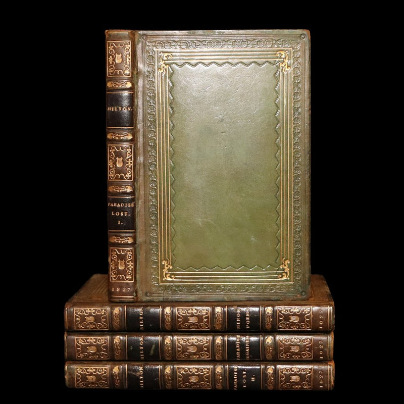 1827 Rare Beautiful Book Set - Milton’s Paradise Lost, Regained and Poems