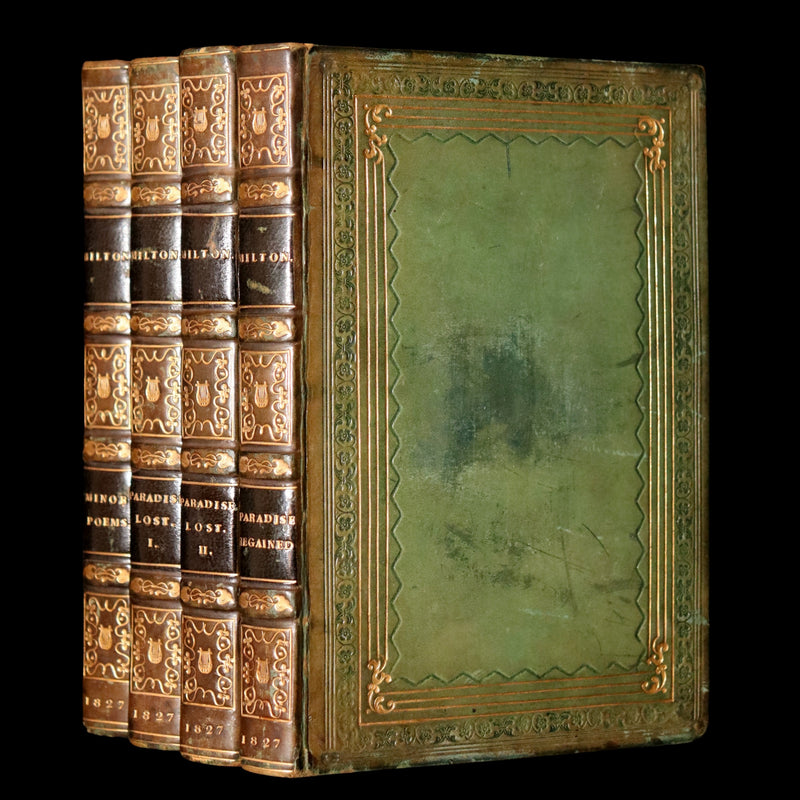 1827 Rare Beautiful Book Set - Milton’s Paradise Lost, Regained and Poems