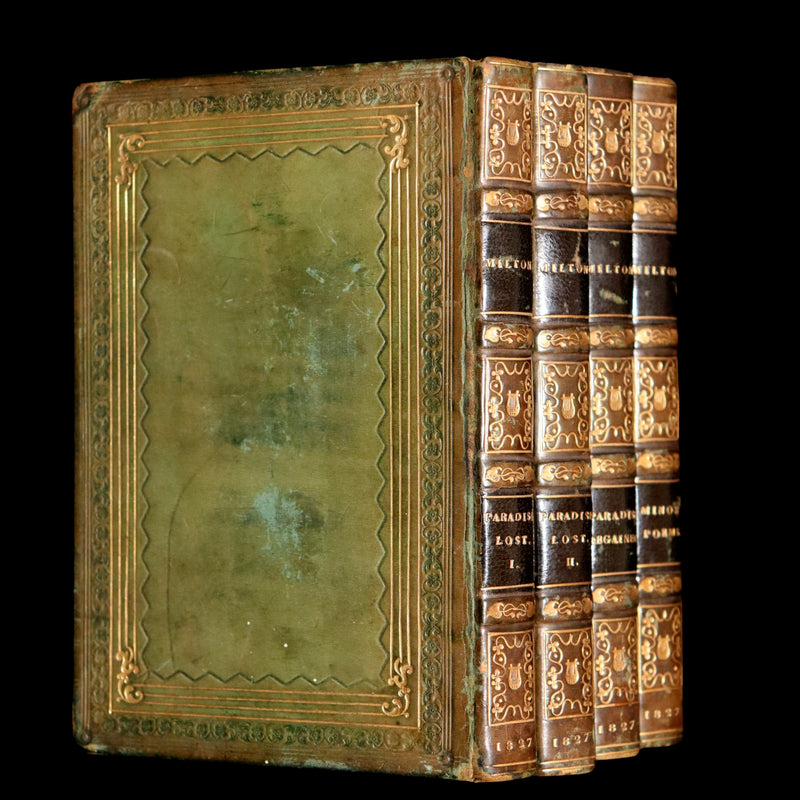 1827 Rare Beautiful Book Set - Milton’s Paradise Lost, Regained and Poems