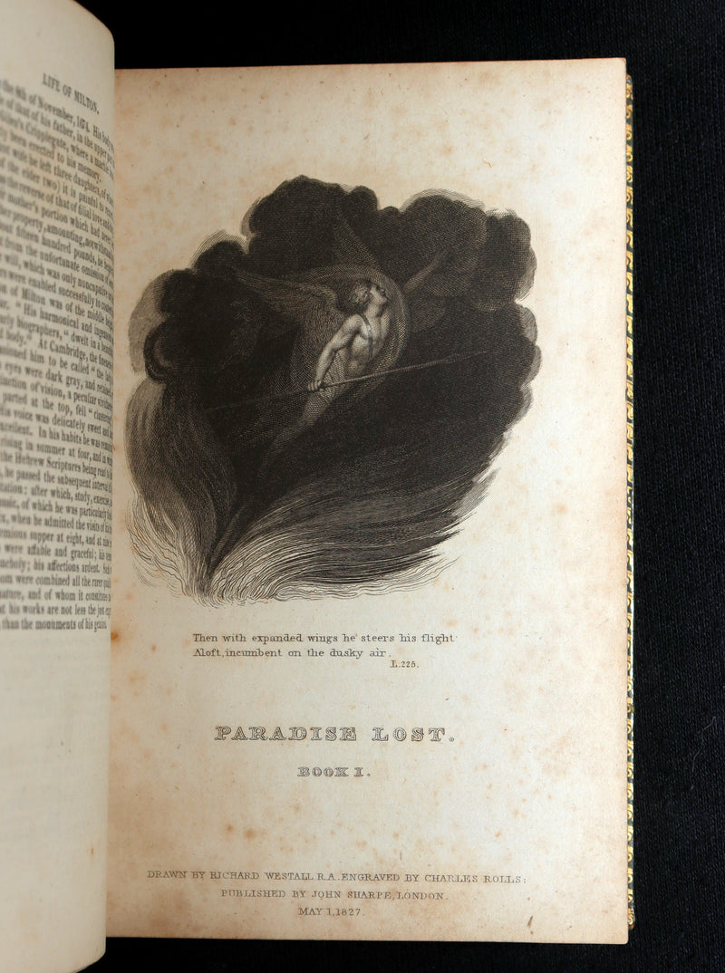 1827 Rare Beautiful Book Set - Milton’s Paradise Lost, Regained and Poems