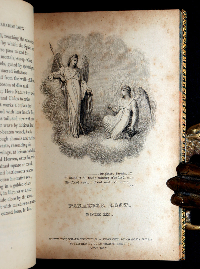 1827 Rare Beautiful Book Set - Milton’s Paradise Lost, Regained and Poems