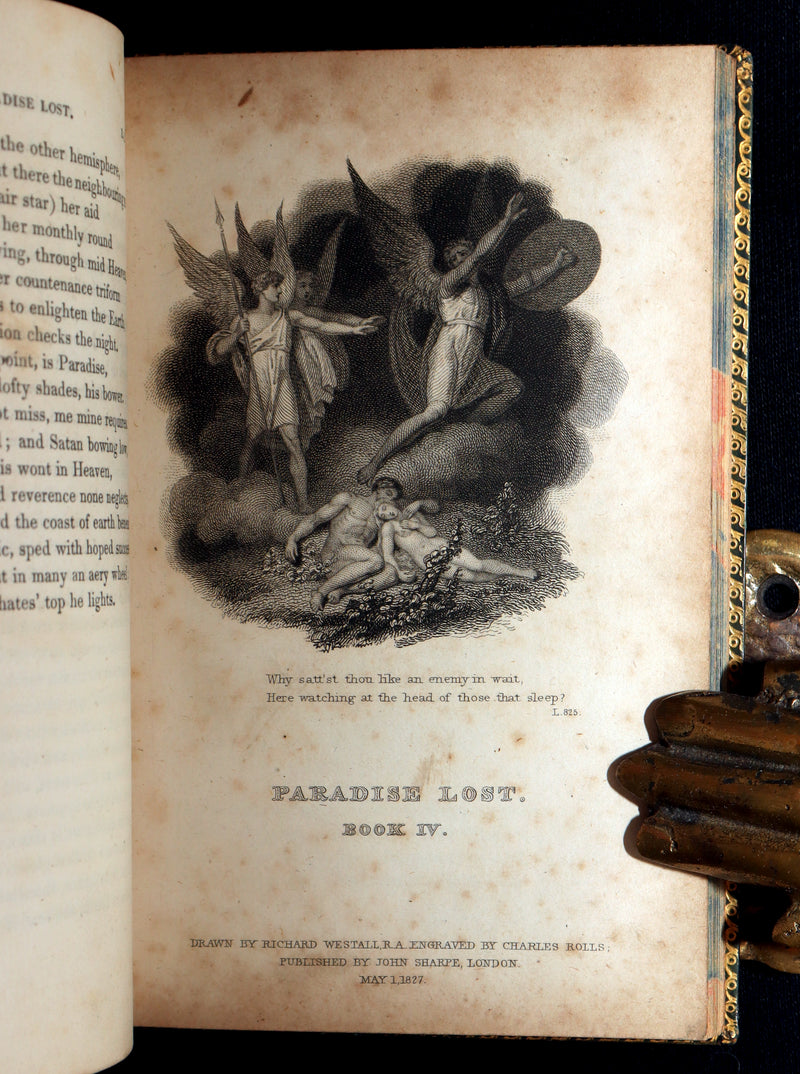 1827 Rare Beautiful Book Set - Milton’s Paradise Lost, Regained and Poems