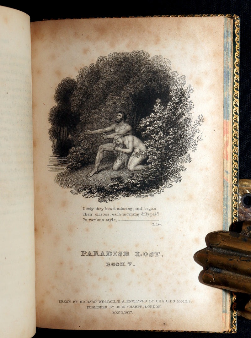 1827 Rare Beautiful Book Set - Milton’s Paradise Lost, Regained and Poems