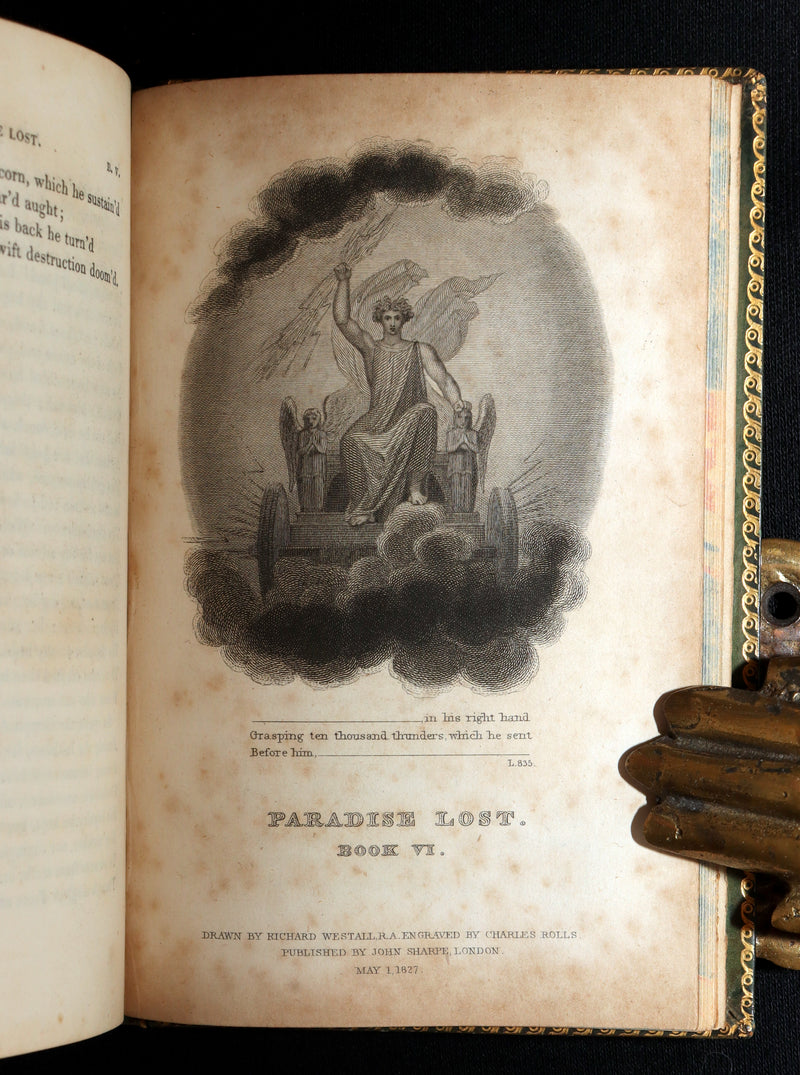 1827 Rare Beautiful Book Set - Milton’s Paradise Lost, Regained and Poems