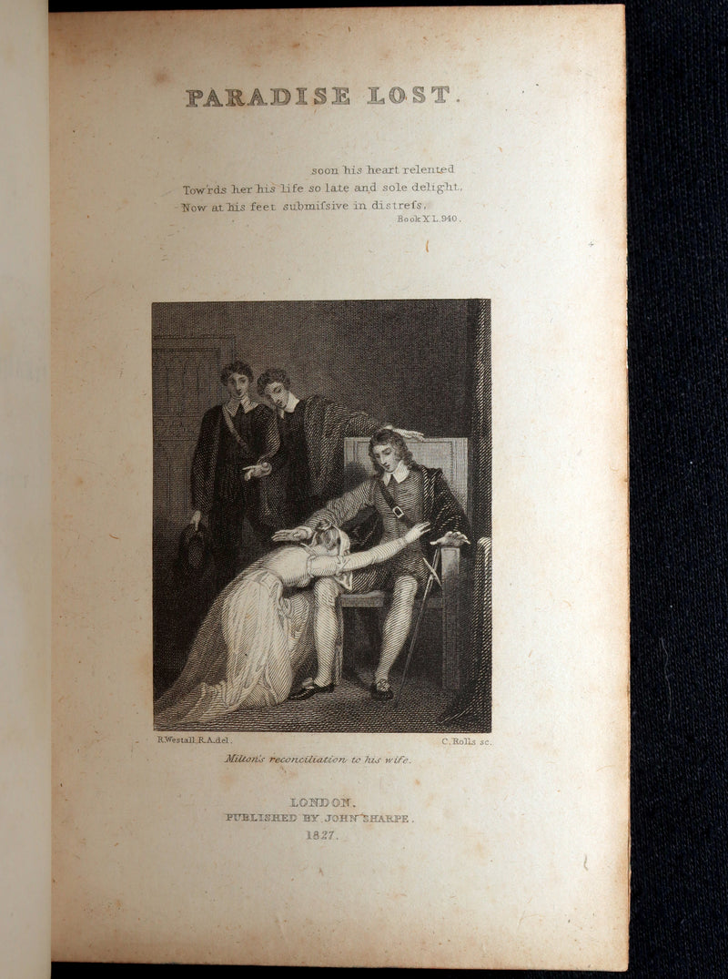 1827 Rare Beautiful Book Set - Milton’s Paradise Lost, Regained and Poems