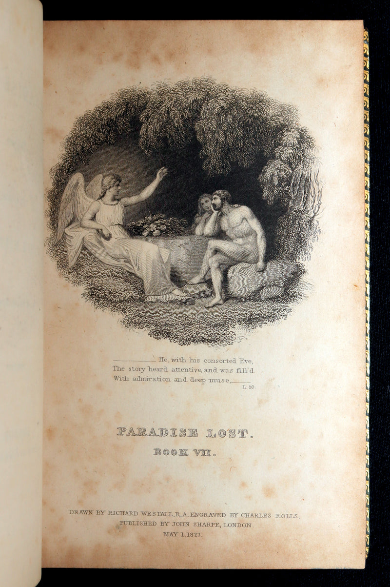 1827 Rare Beautiful Book Set - Milton’s Paradise Lost, Regained and Poems